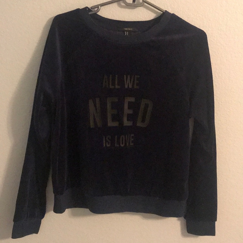 Navy blue velvet sweater